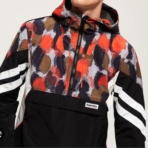 Superdry Men's Abstract Red and Black Half Zip Windbreaker XL